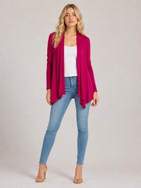 2/$30 Chico's Open Front Cardigan Fuchsia 12 #A4146